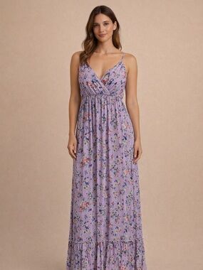 Angie Lavender Floral Maxi Dress